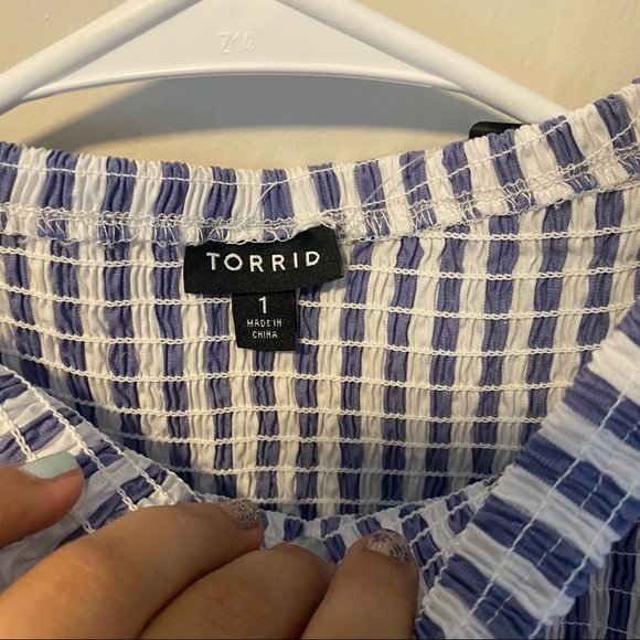 Torrid Blue Striped Smocked Skater Dress Sz1 XL - Picture 7 of 8